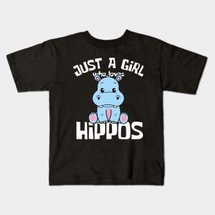 Just A Girl Who Loves Hippos Funny Kids T-Shirt